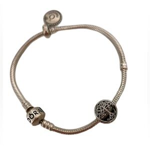 Pandora silver bracelet with tree of life charm